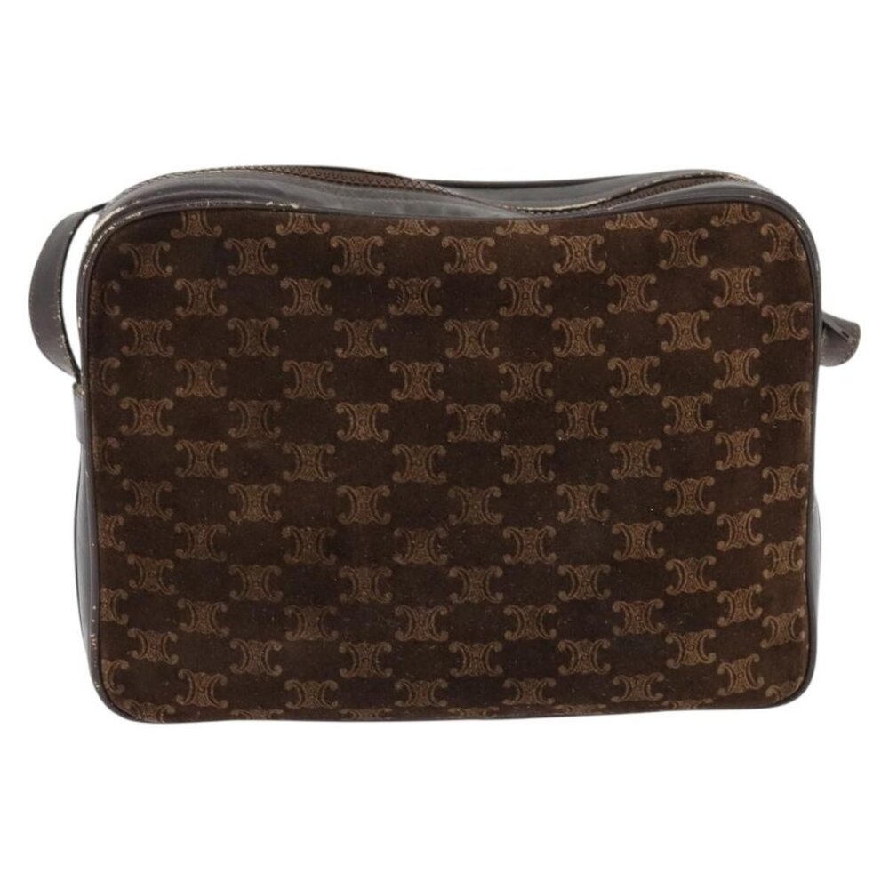 Authentic CELINE Macadam Canvas Shoulder Bag Suede Brown Gold - Picture 9 of 16